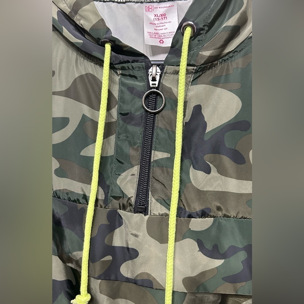 Printed and Solid Popover Windbreaker Jacket - Picture 5 of 9